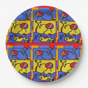 Image with fish modern art paper plates