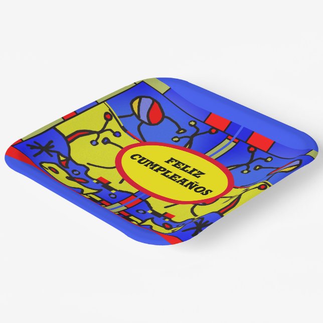 Image with fish modern art,personalize Party Plate (Angled)