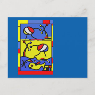Image with fish modern art postcard