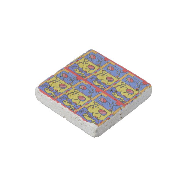 Image with fish modern art stone magnet (Angled)