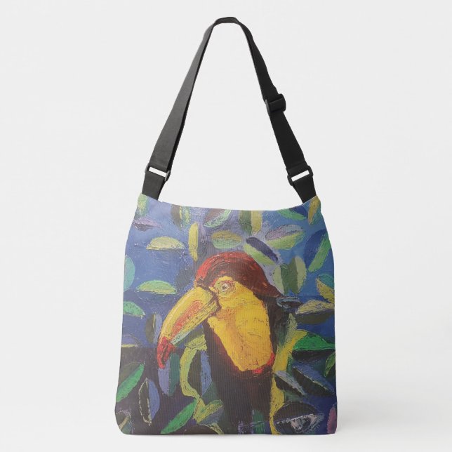 Imagen de mi obra arte Tucán Crossbody Bag (Front)