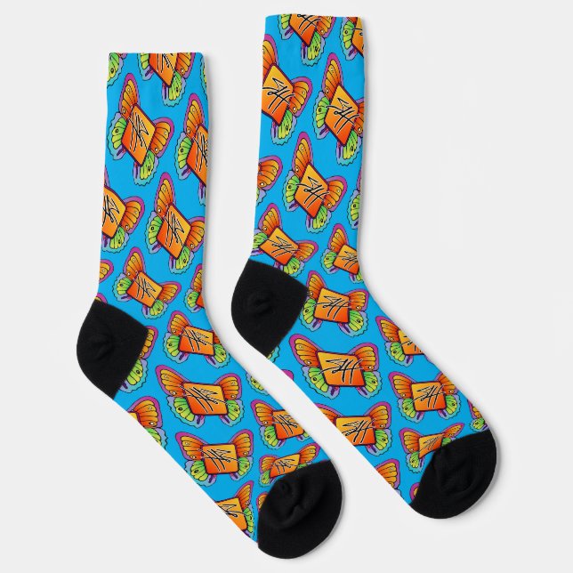 Images by Sasha butterfly logo pattern Crew Socks (Right)