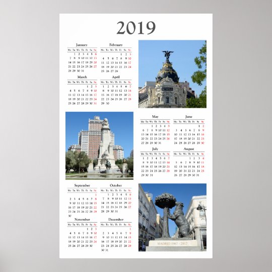 Images from Madrid 2019 calendar Poster Zazzle com