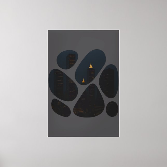 Imaginary City Night-VIew Advanced Artwork Canvas Print (Front)