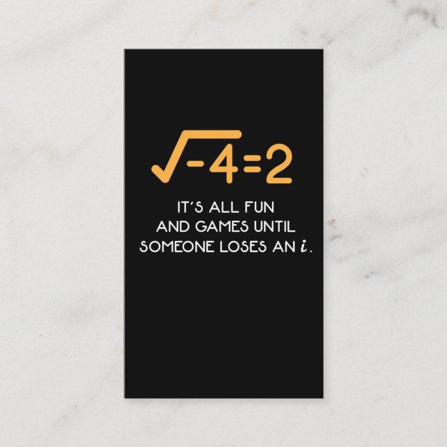 Imaginary number Mathematician  Funny Math Nerd Business Card (Front)