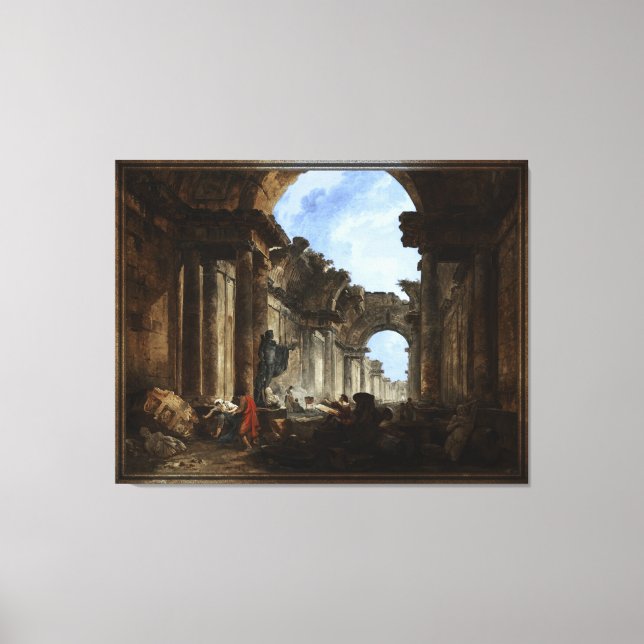 Imaginary View of the Grand Gallery of the Louvre Canvas Print (Front)