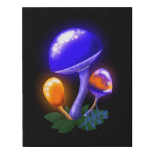 Imaginary White Dapperling Orange  Blue Mushroom Faux Canvas Print