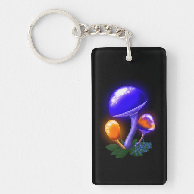 Imaginary White Dapperling Orange & Blue Mushroom Keychain (Front)