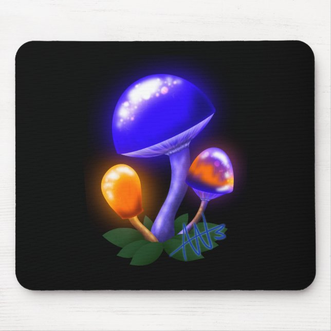 Imaginary White Dapperling Orange & Blue Mushroom Mouse Pad (Front)