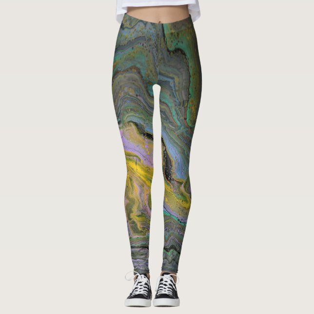 Imagination 1 Abstract Acrylic Geode Leggings (Front)