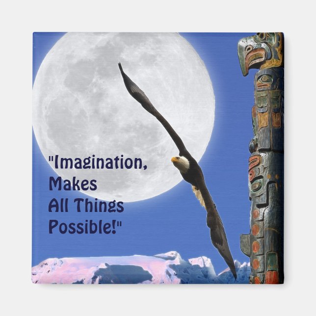 Imagination Eagle, Moon & Totem Motivation Magnet (Front)