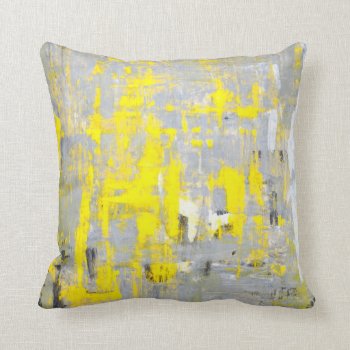 'imagination' Grey And Yellow Abstract Art Pillow by T30Gallery at Zazzle