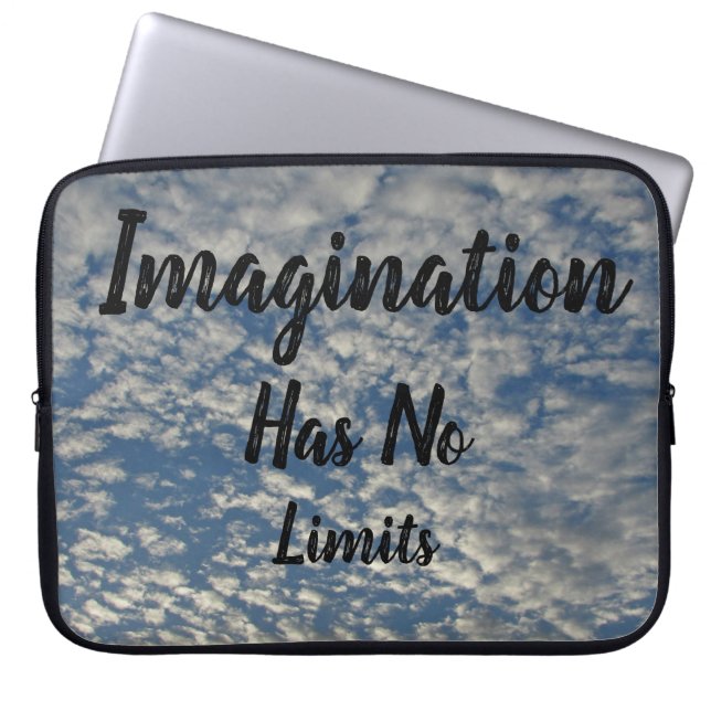 Imagination Has No Limits Blue Sky Puffy Clouds Laptop Sleeve (Front)