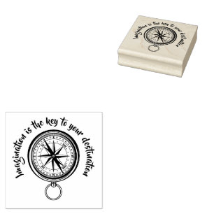 Imagination is the key, Nautical Compass Rubber Stamp