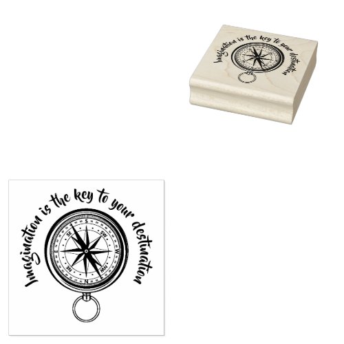 Imagination is the key Nautical Compass  Rubber Stamp