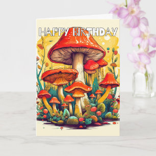 Imaginative Sprouting Forest Mushrooms Card
