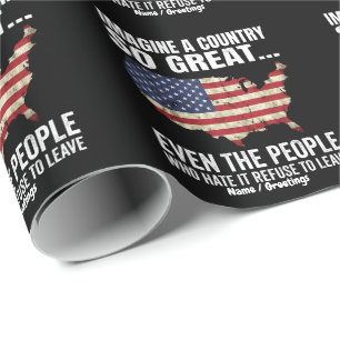 Imagine A Country So Great Patriotic USA Map Wrapping Paper