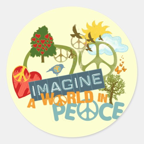 Imagine a World in Peace Classic Round Sticker