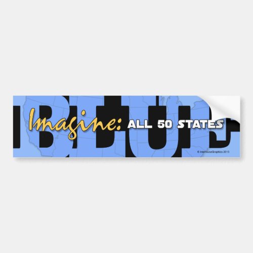 Imagine All 50 States Blue Bumper Sticker
