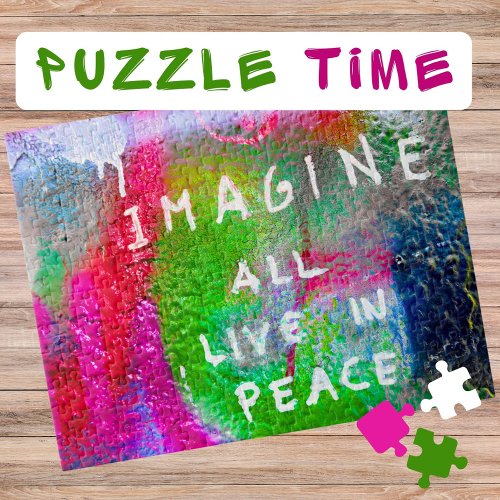 Imagine all live in Peace on the Graffiti Wall _  Jigsaw Puzzle