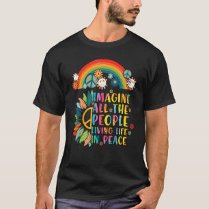 Imagine All People Living Peace Sign Tie Dye Hippy T-Shirt