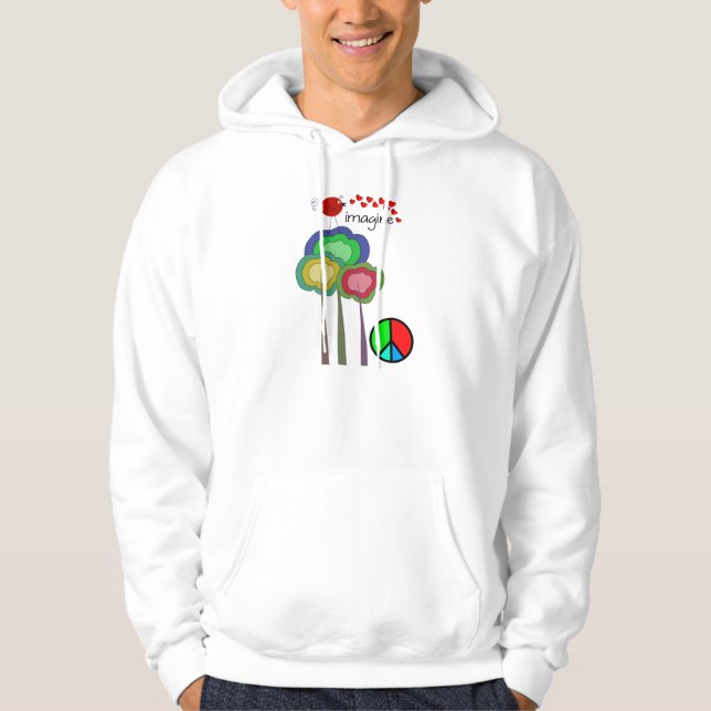 Imagine Artsy Peace Bird and Trees Hoodie (Front)