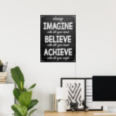 Imagine Believe Achieve Black And White Classroom Poster | Zazzle