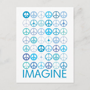 IMAGINE - Blue International Peace Signs Postcard