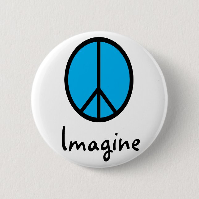 Imagine BLUE peace symbol Button (Front)