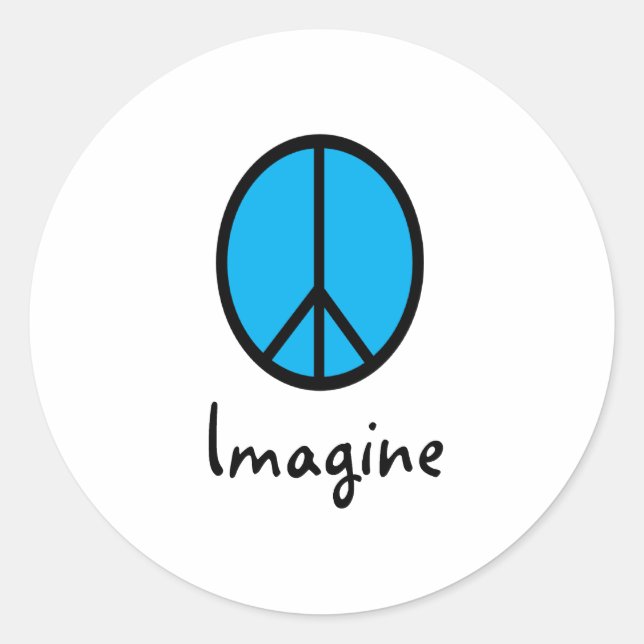 Imagine BLUE peace symbol Classic Round Sticker (Front)