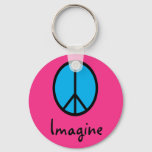 Imagine BLUE peace symbol  Keychain