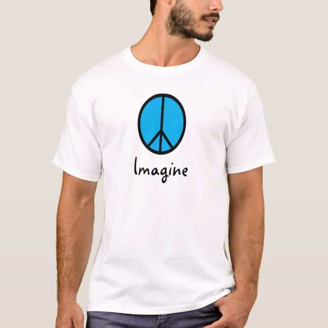 Imagine BLUE peace symbol T-Shirt (Front)