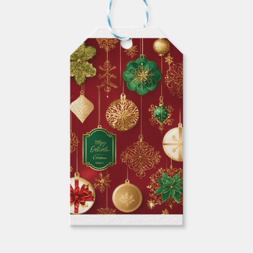 Imagine classic red and green gift tags adorned wi