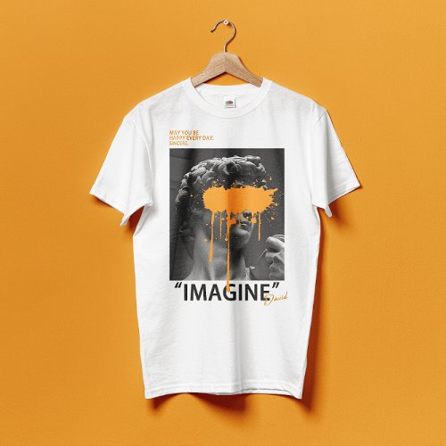 IMAGINE David Sculpture with orange paint T_Shirt