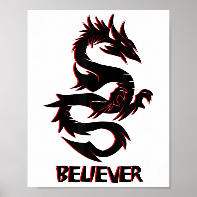 Imagine, Dream, Believe _ Fantasy Rage Dragon Tatt Poster (Front)