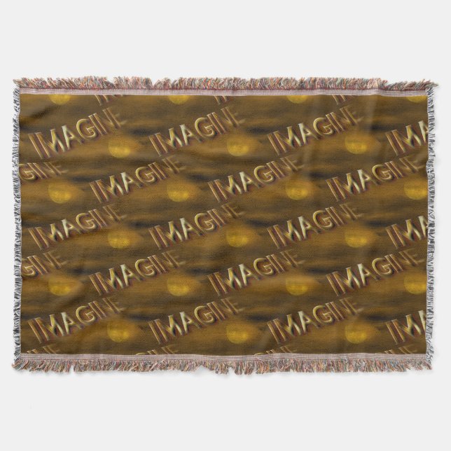 Imagine Fantasy Moon Inspirational Pattern Throw Blanket (Front)
