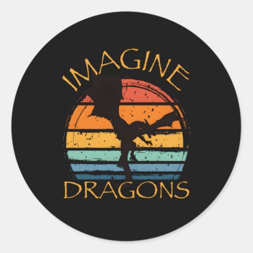 Imagine Fantasy Mythical Dragon Wings Style Classic Round Sticker