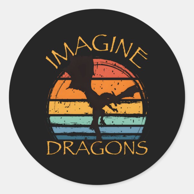 Imagine Fantasy Mythical Dragon Wings Style Classic Round Sticker (Front)