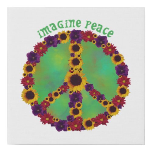 Imagine Flowers Peace Sign Canvas