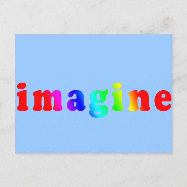 Imagine in Rainbow Color Lettering Postcard (Front)