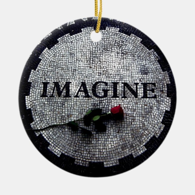 Imagine Monument with Red Rose Ceramic Ornament (Front)