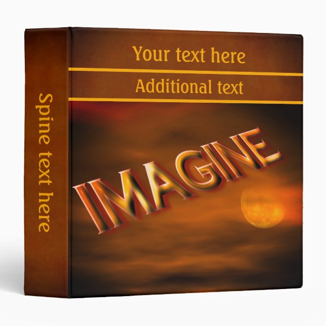 Imagine Moon Sky Inspirational Personalized 3 Ring Binder (Front/Spine)