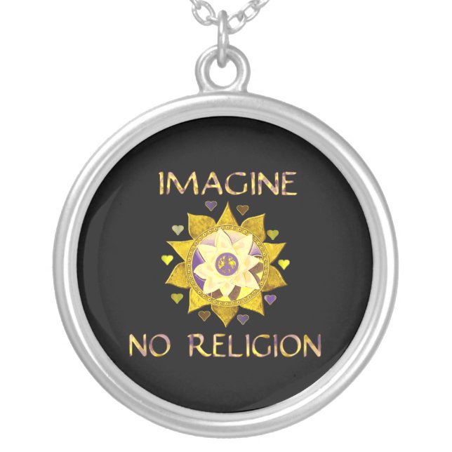 Imagine No Religion Silver Plated Necklace (Front)