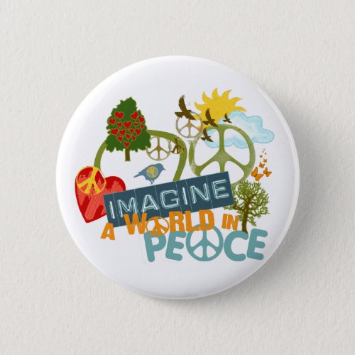 Imagine Peace Abtract Art Button