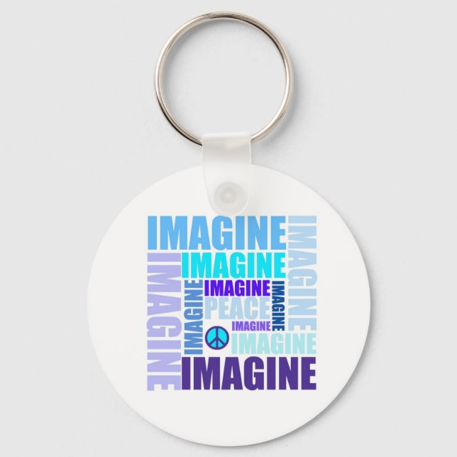 'Imagine Peace' Blue Keychain (Front)