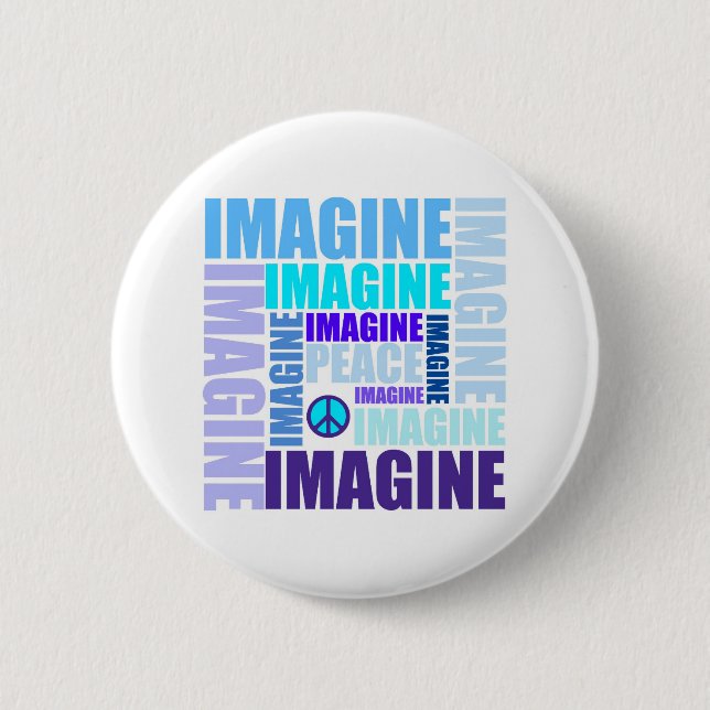 'Imagine Peace' Blue Pinback Button (Front)
