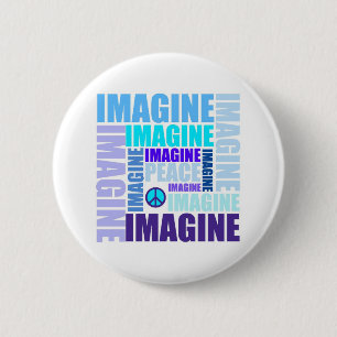 'Imagine Peace' Blue Pinback Button
