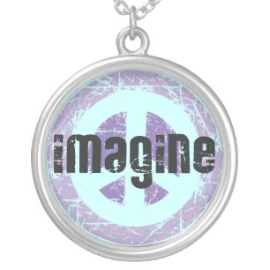 Imagine Peace Sign Silver Plated Necklace