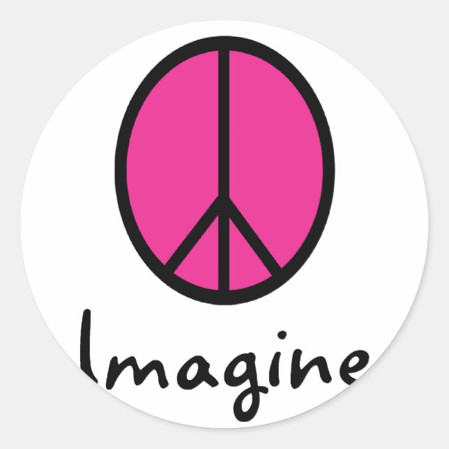 Imagine PINK PEACE symbol Classic Round Sticker (Front)