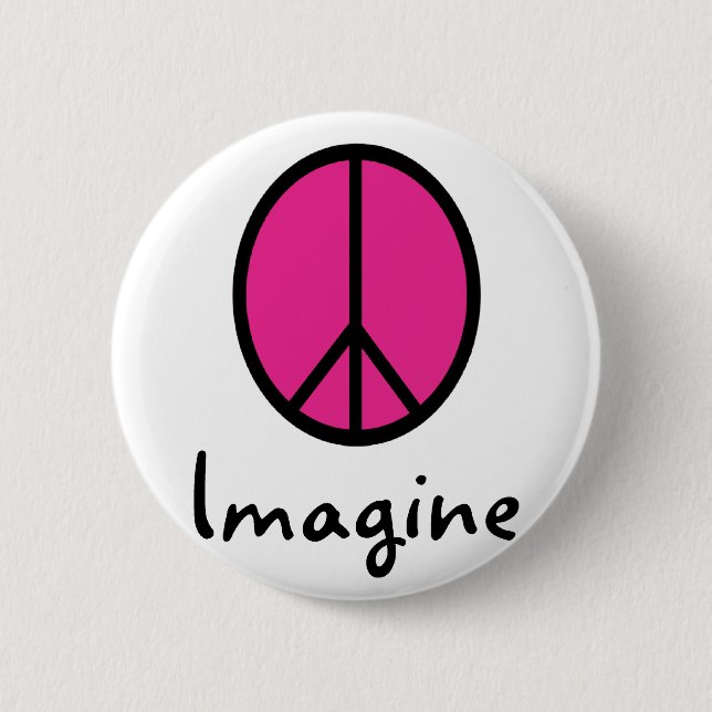 Imagine PINK PEACE symbol Pinback Button (Front)